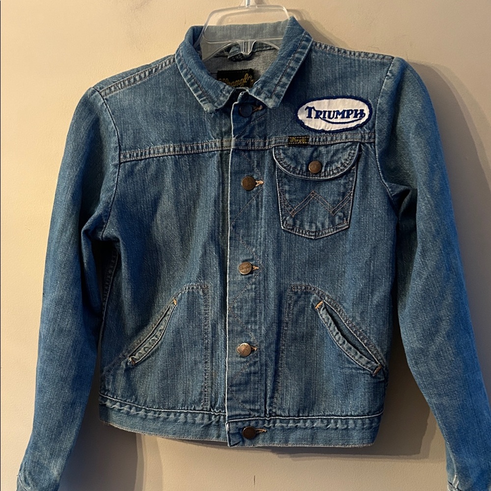 Wrangler Denim Embroidered Jacket- Vintage- Kids Size M (10-12)